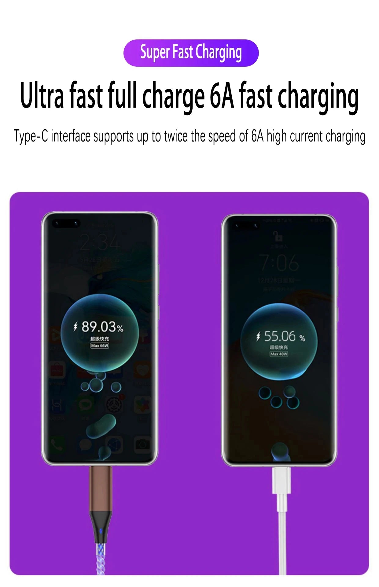 YUKANG™ RGB 3-in-1 Fast Charging Cable – Colorful Light | USB Universal