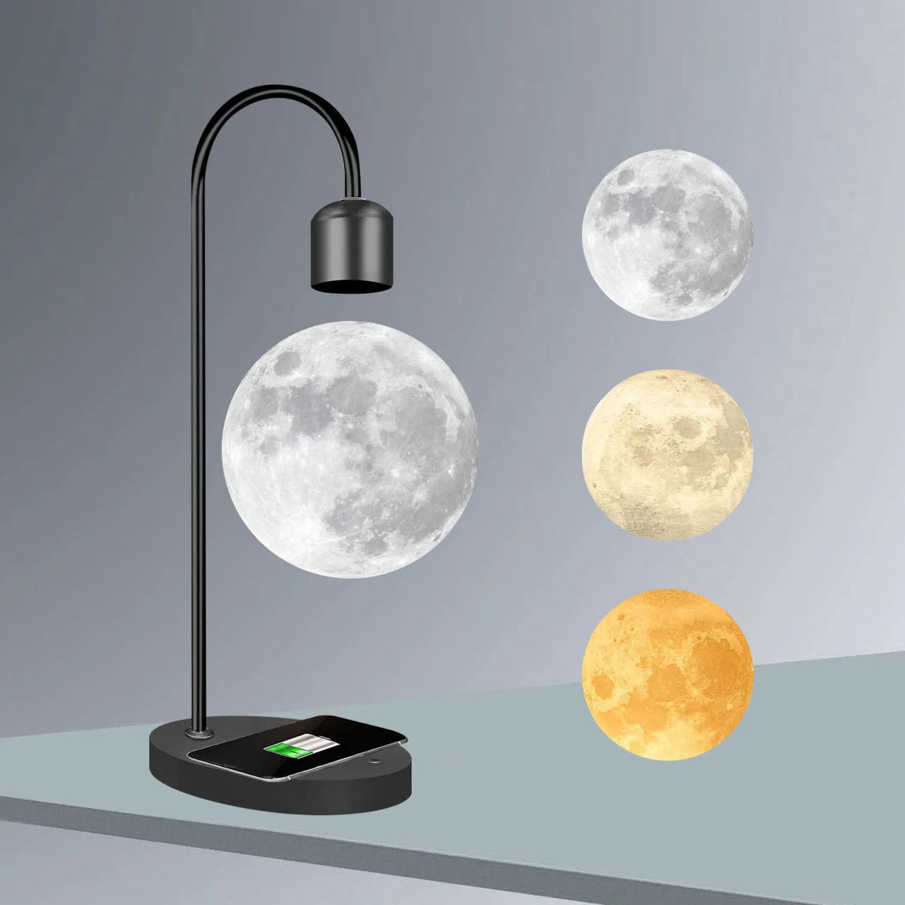 Three-color suspended switch maglev moon light bulb night  frame large star DIY