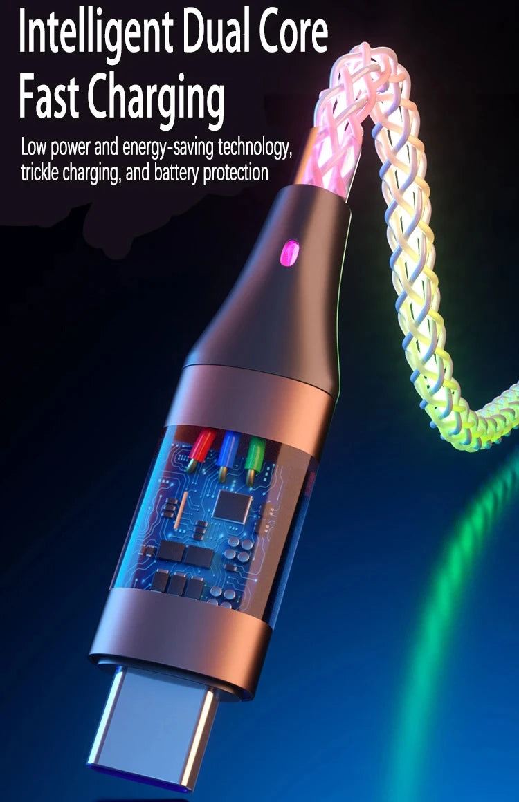 YUKANG™ RGB 3-in-1 Fast Charging Cable – Colorful Light | USB Universal