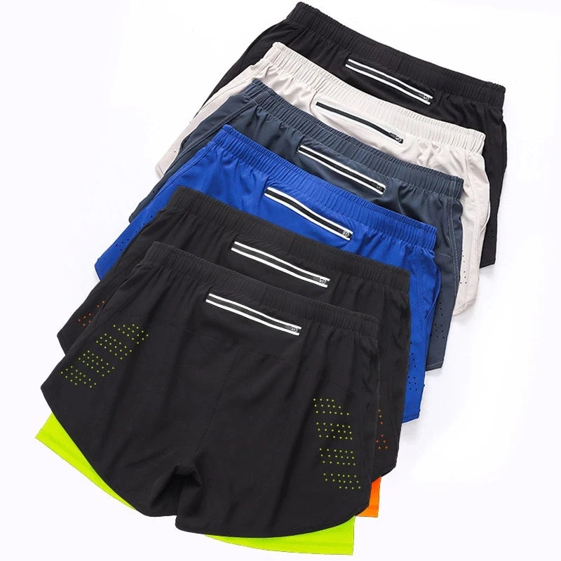 Men’s Double Layer Running Shorts – Quick-Dry Gym Wear