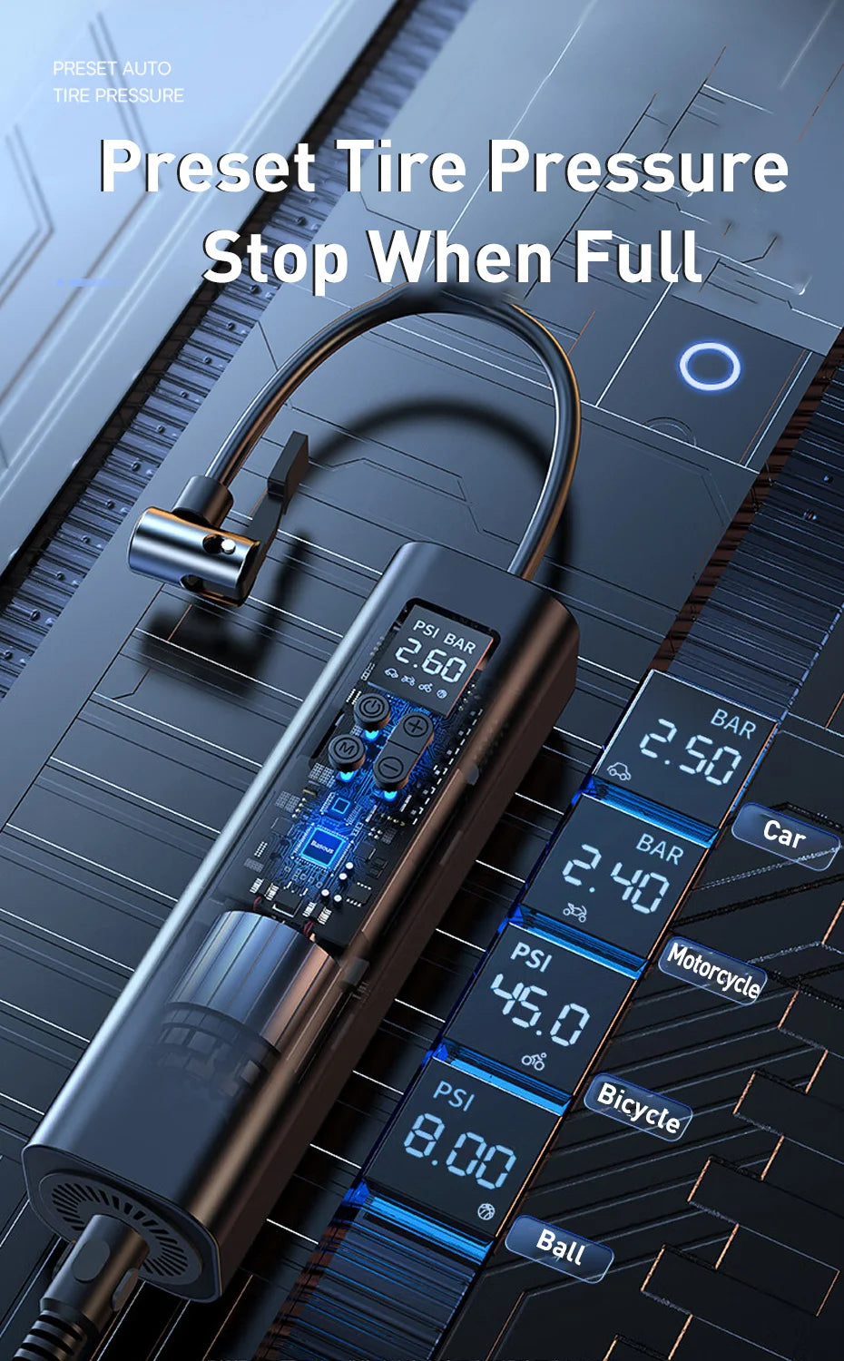 BASEUS™ Car Inflator – 150PSI Smart Digital Pump | Portable