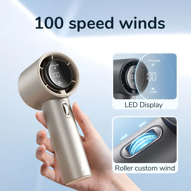 JISULIFE™ Travel Fan – 100 Speeds | LED Display | USB Rechargeable