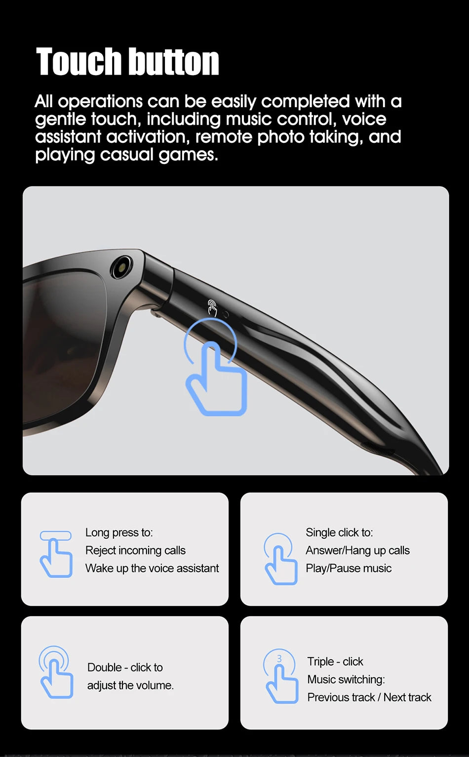 AI Smart Glasses – 100MP Camera, Music & ChatGPT