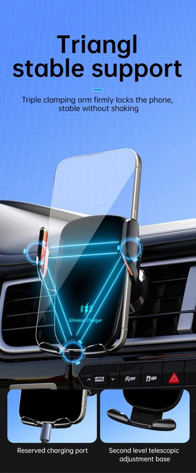 UYUXIO™ Wireless Car Charger – Fast Charging | Auto Clamping