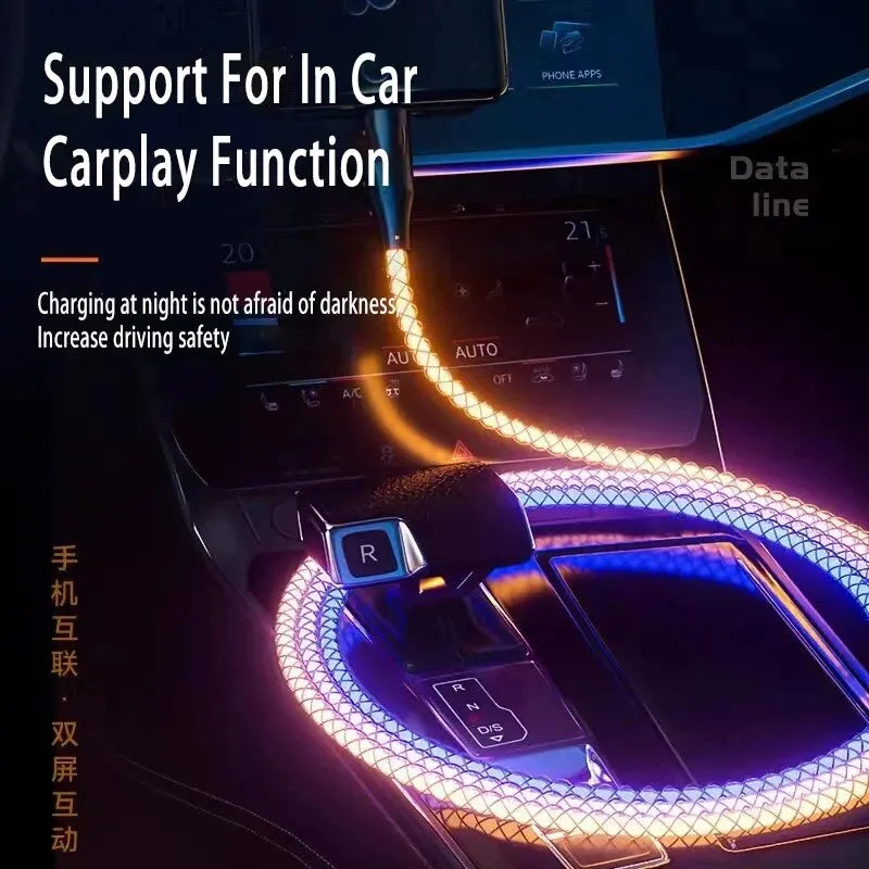 YUKANG™ RGB 3-in-1 Fast Charging Cable – Colorful Light | USB Universal