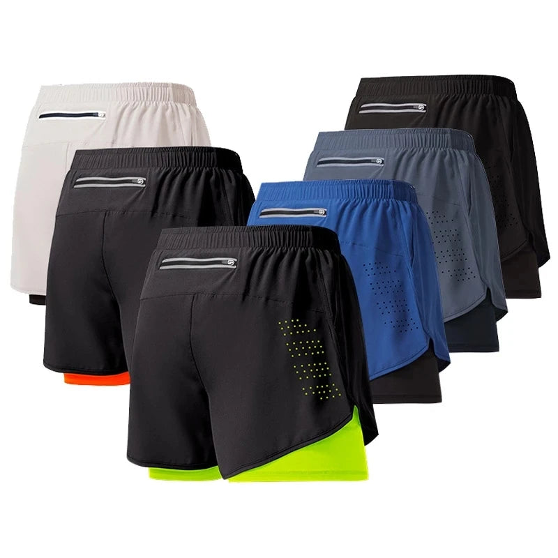 Men’s Double Layer Running Shorts – Quick-Dry Gym Wear