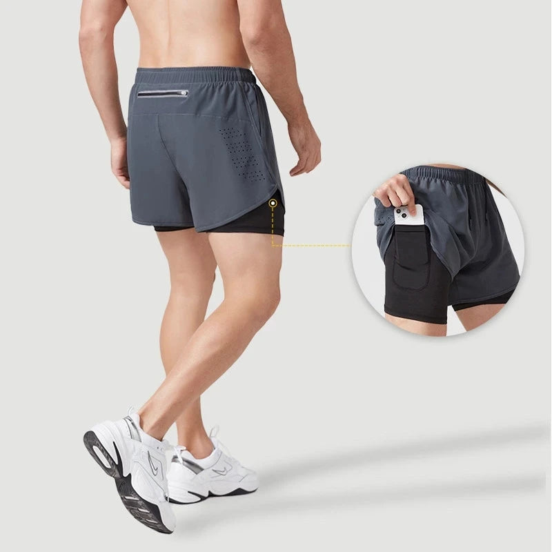 Men’s Double Layer Running Shorts – Quick-Dry Gym Wear