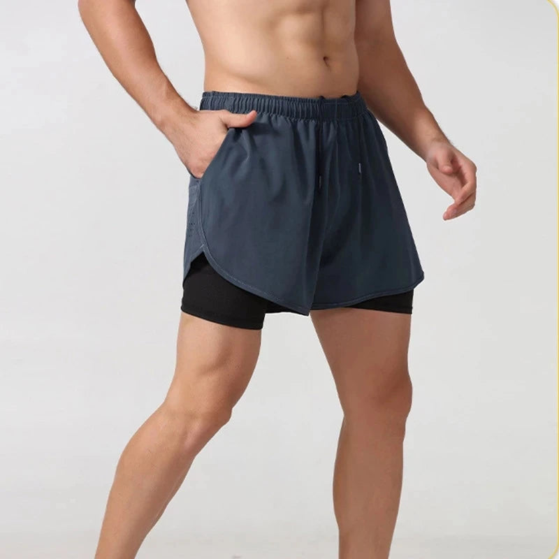 Men’s Double Layer Running Shorts – Quick-Dry Gym Wear