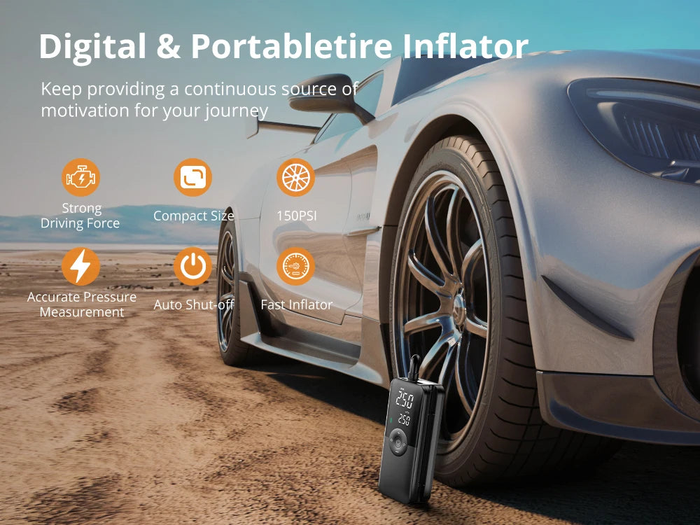 CARSUN™ Portable Tire Inflator – Digital Display | For All Vehicles