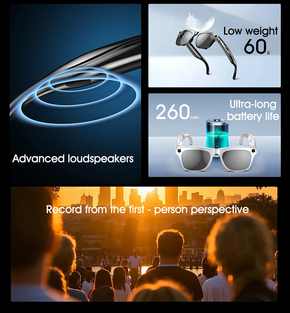 AI Smart Glasses – 100MP Camera, Music & ChatGPT