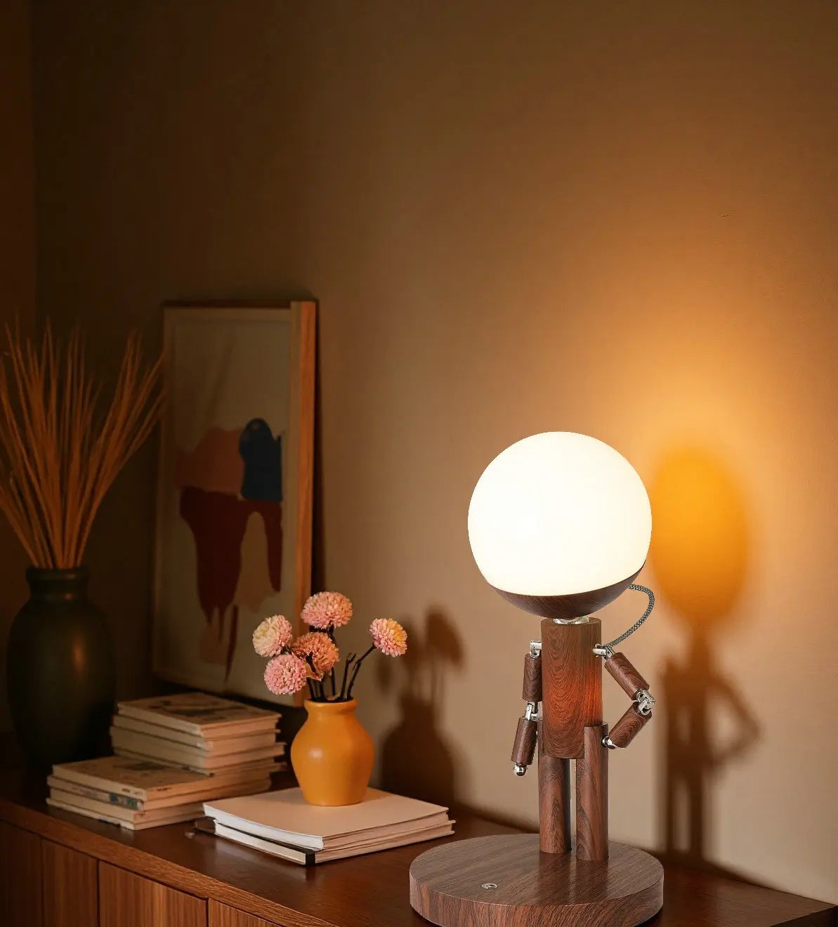 Puppet Man Wooden Desk Lamp