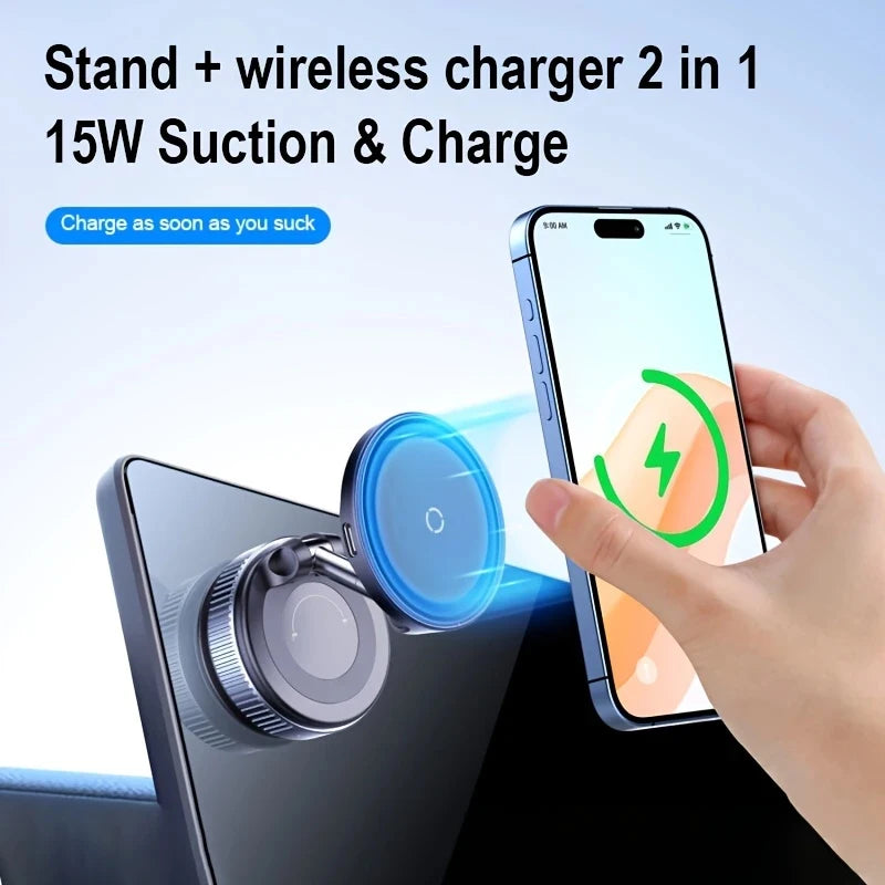 15W Magnetic Car Mount – Wireless Charging | 360° Foldable