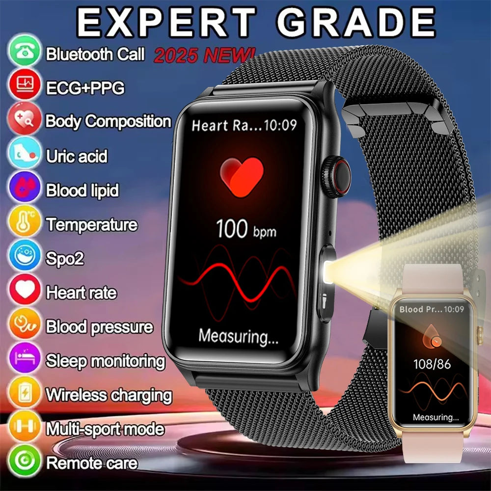 2025 Smartwatch – Heart Rate & Temp Monitor