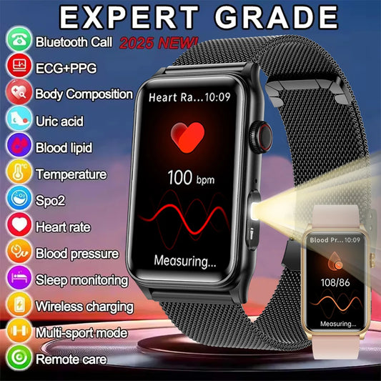 2025 Smartwatch – Heart Rate & Temp Monitor