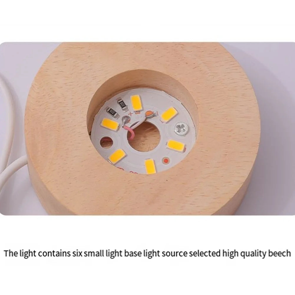 3D Crystal Night Light – Wooden Base LED Lamp