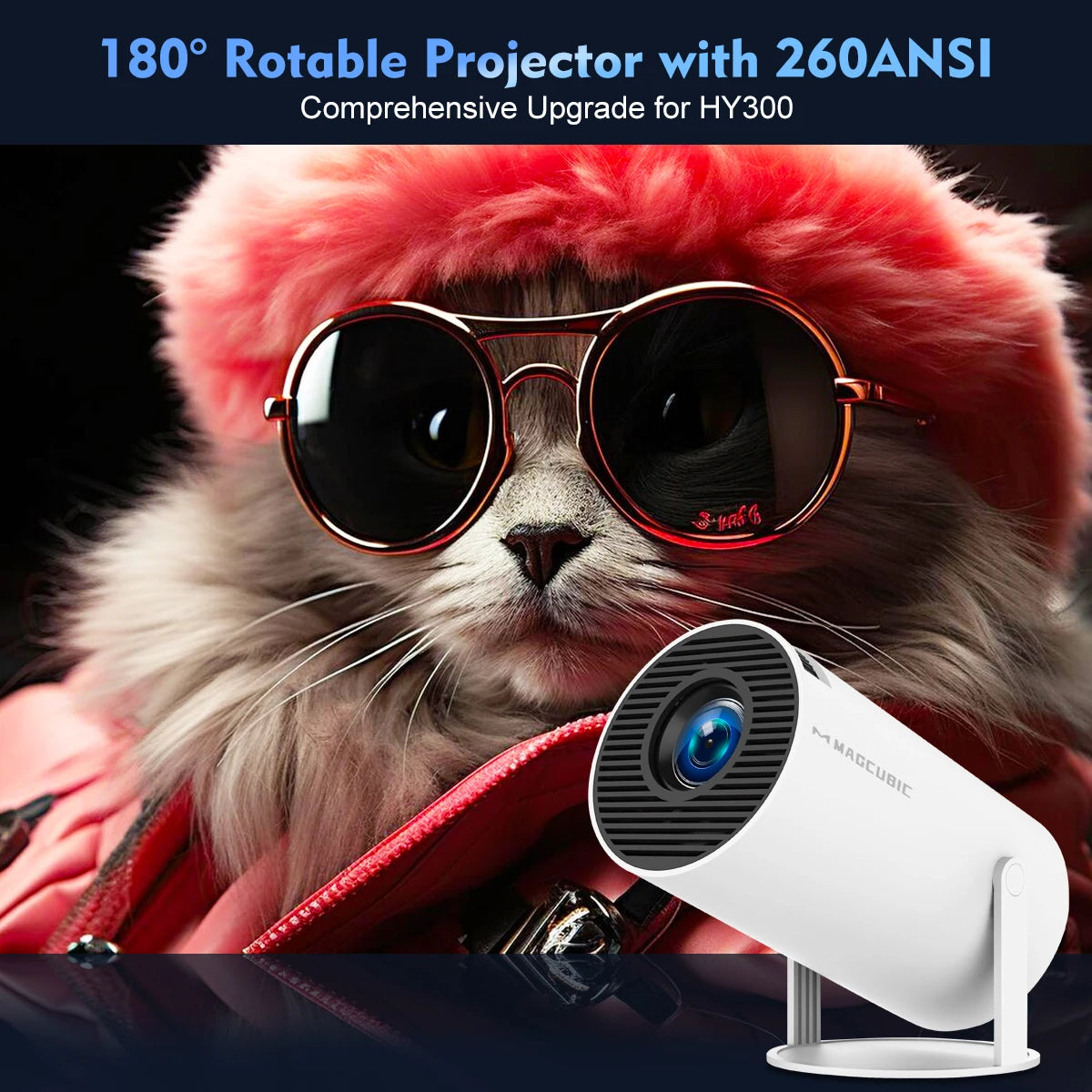 MAGCUBIC™ HY300 Pro Projector – 4K Android | WiFi + BT5.0
