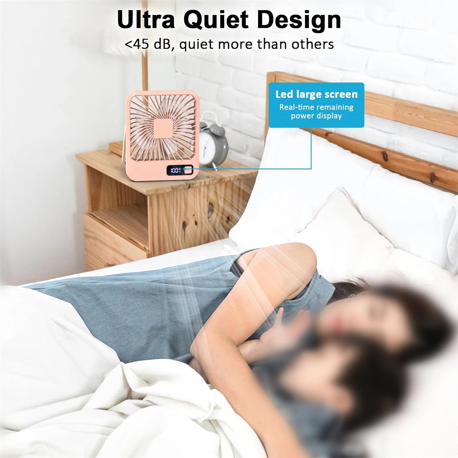 USB Desk Fan – Foldable & Quiet | 5 Speeds + Rechargeable