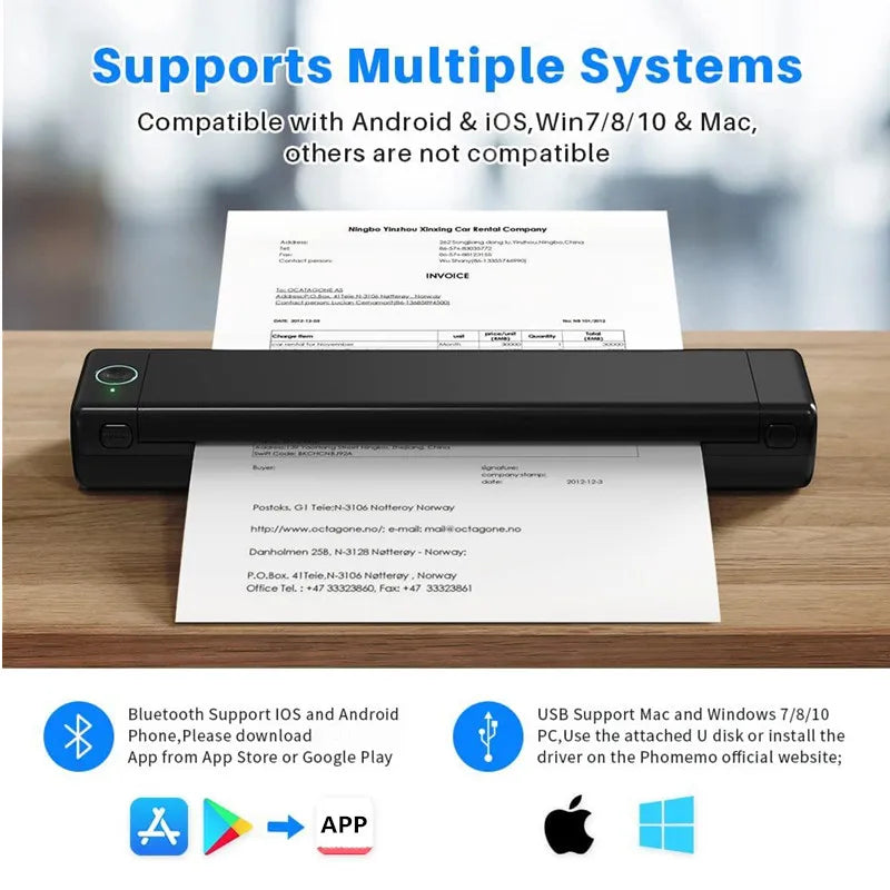 Phomemo™ M08F A4 Wireless Thermal Printer – Portable & Compact