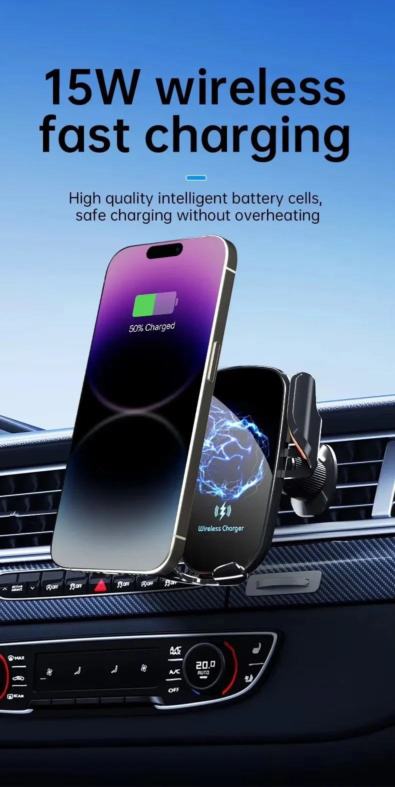 UYUXIO™ Wireless Car Charger – Fast Charging | Auto Clamping