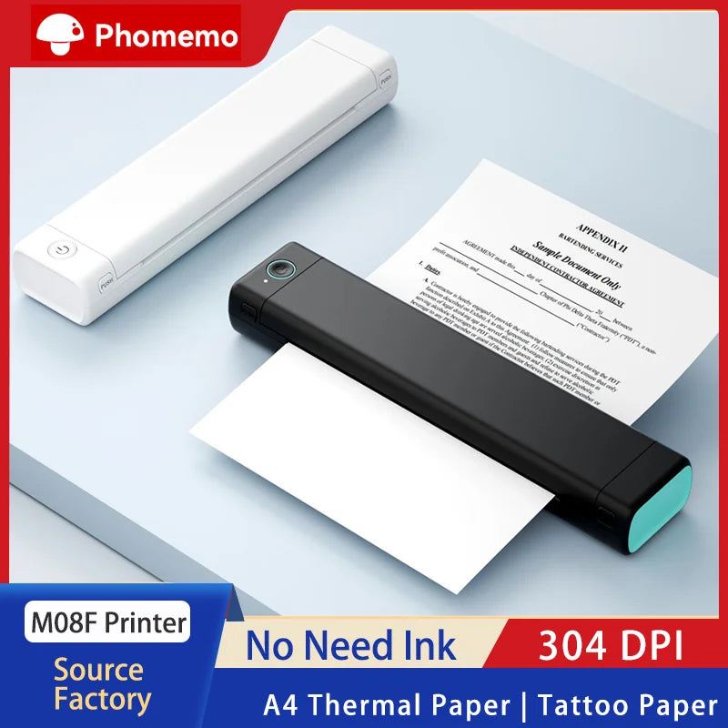 Phomemo™ M08F Wireless A4 Thermal Printer – Bluetooth Tattoo & Document Printing