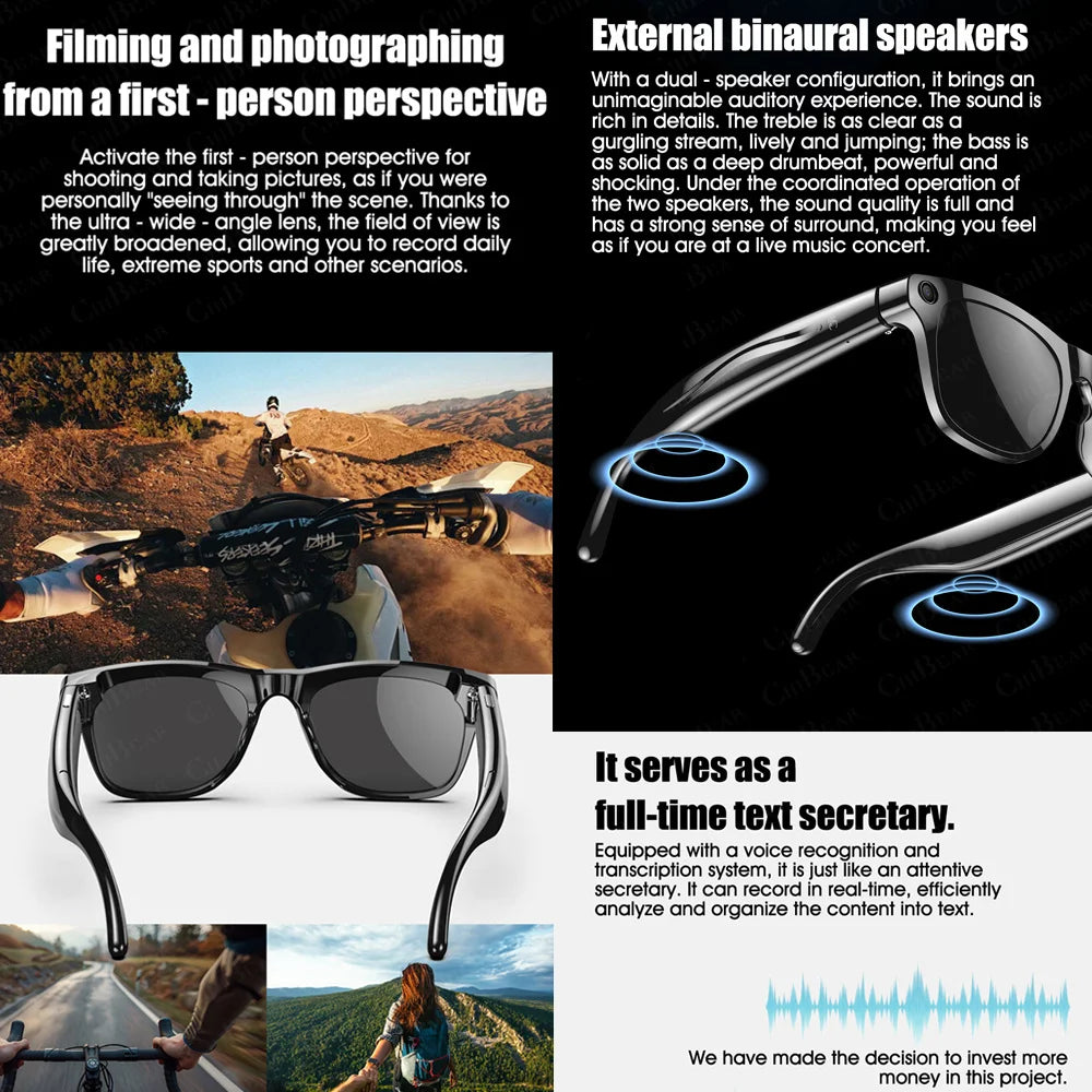 AI Smart Glasses – 100MP Camera, Music & ChatGPT