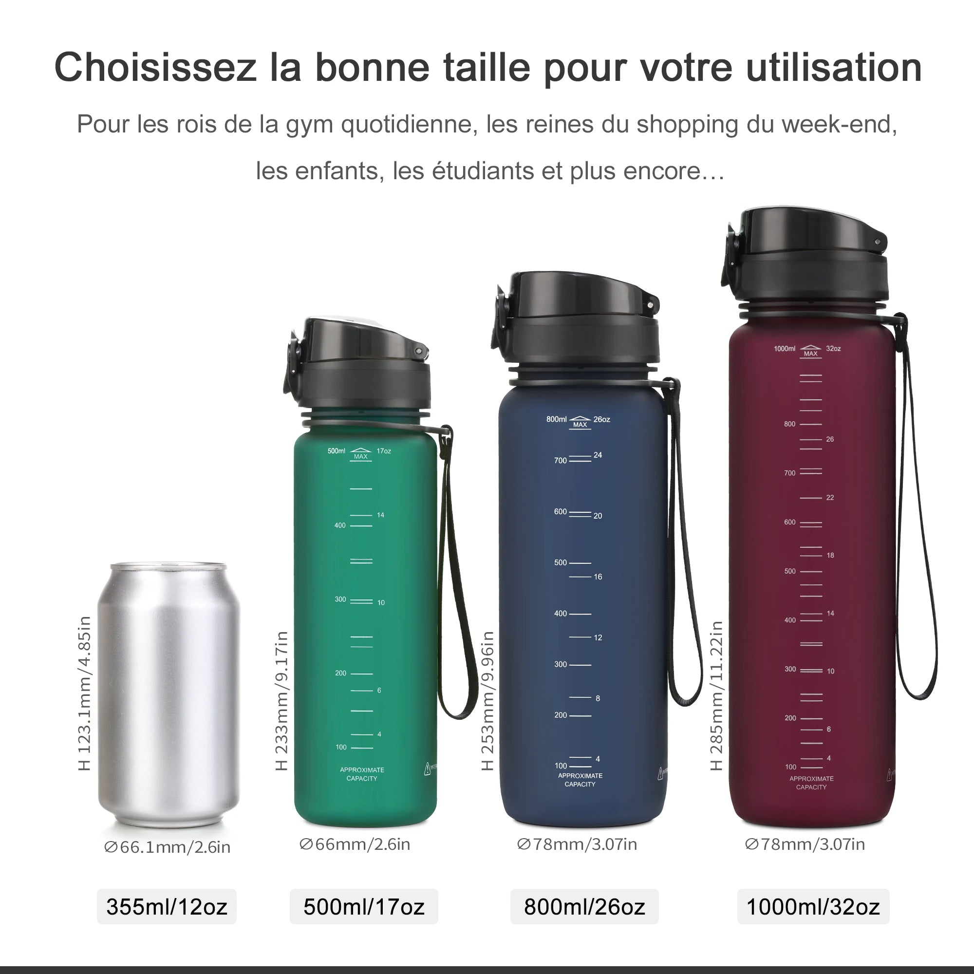 UZSPACE™ Sports Shaker Bottle – Leakproof | 500/1000ml BPA-Free