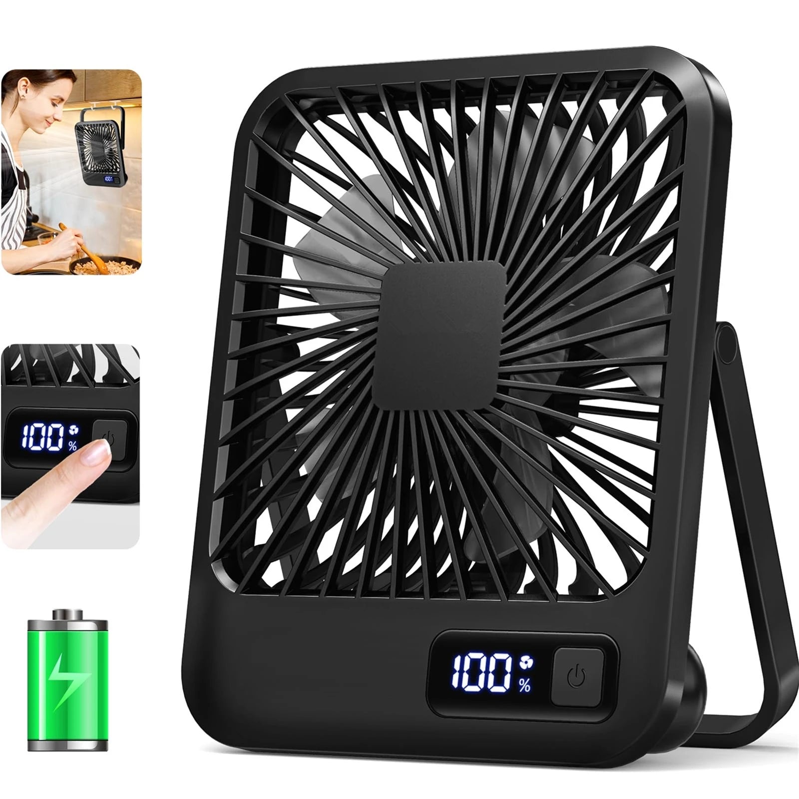USB Desk Fan – Foldable & Quiet | 5 Speeds + Rechargeable