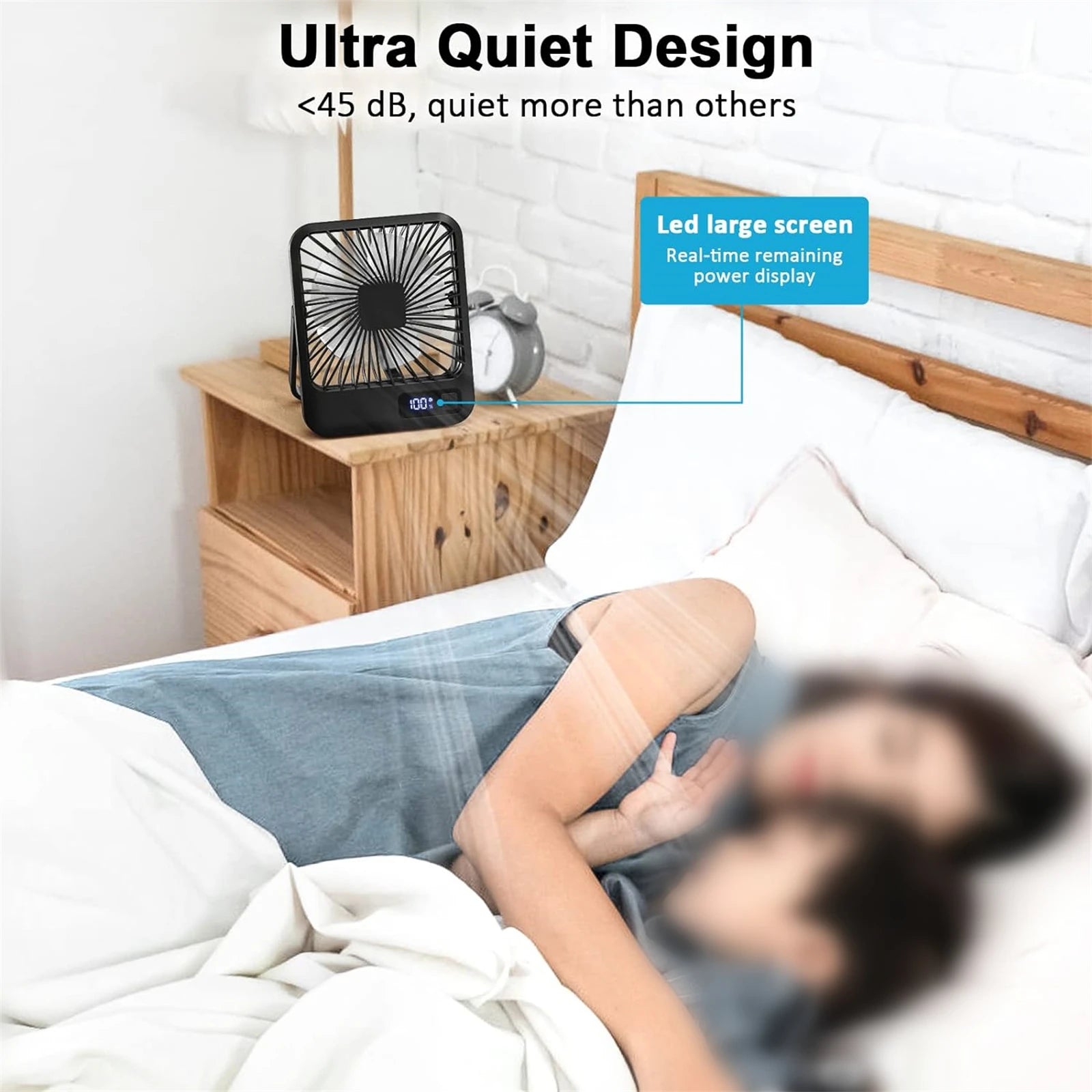 USB Desk Fan – Foldable & Quiet | 5 Speeds + Rechargeable