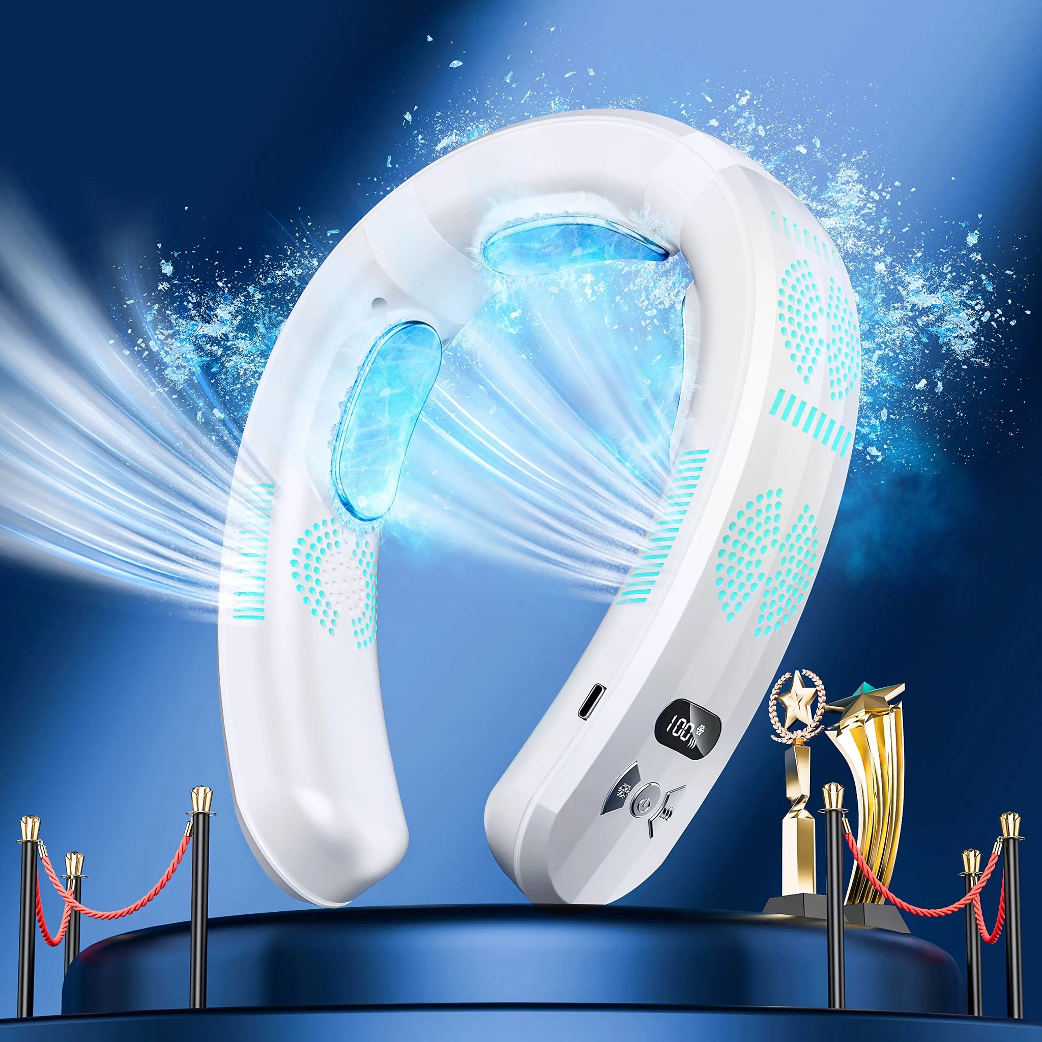 CREAROMA™ Wearable Neck AC Fan – USB Rechargeable | 6000mAh | Summer Ready