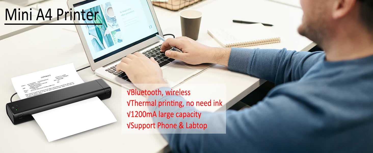 Phomemo™ M08F Wireless A4 Thermal Printer – Bluetooth Tattoo & Document Printing