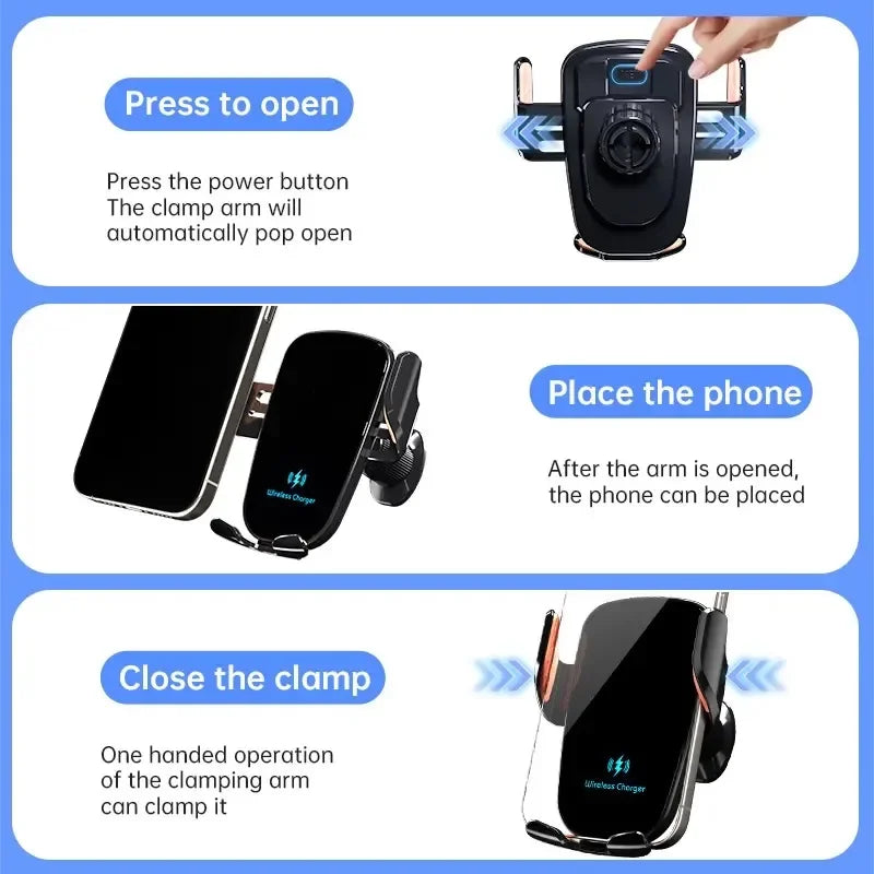 UYUXIO™ Wireless Car Charger – Fast Charging | Auto Clamping