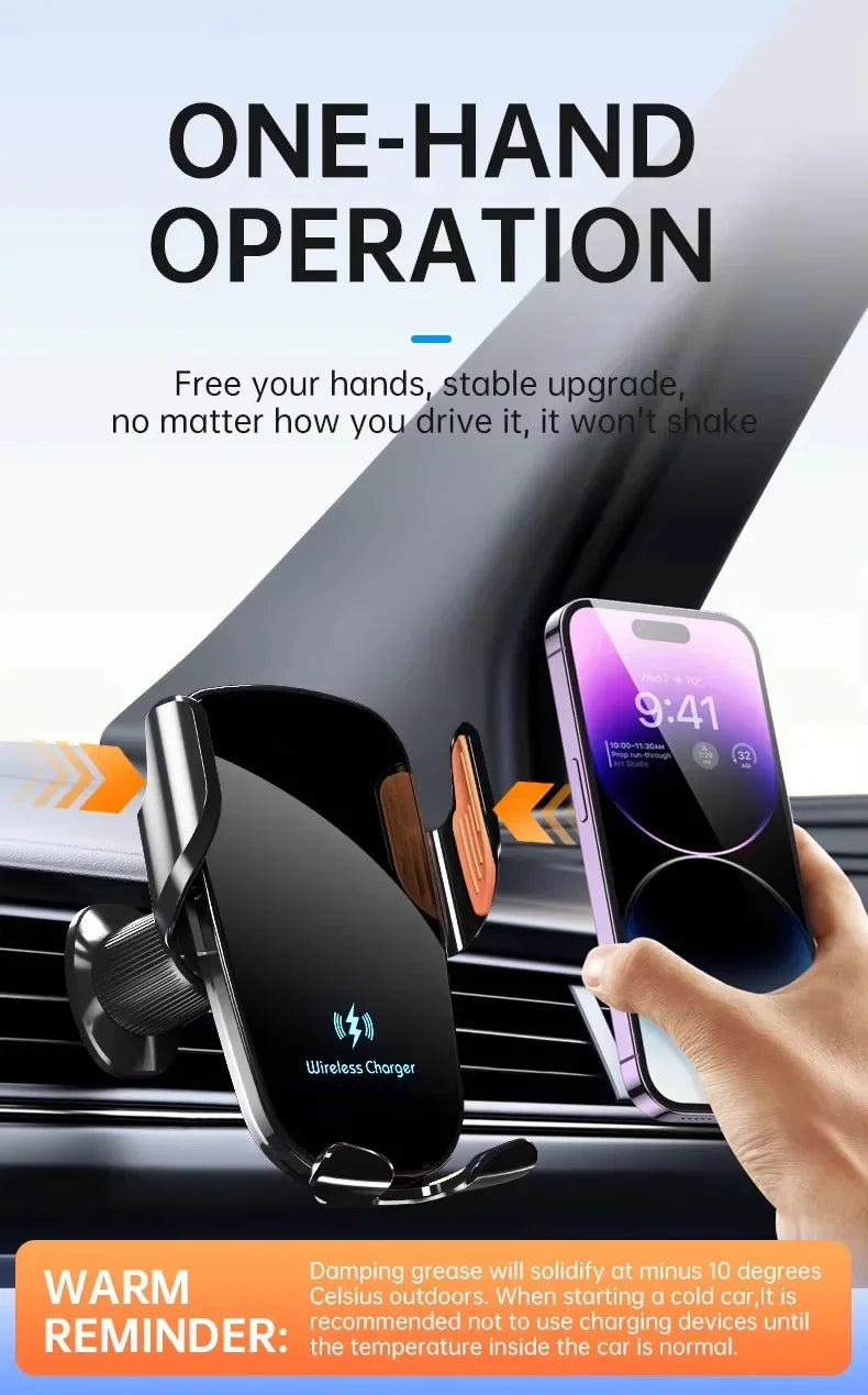 UYUXIO™ Wireless Car Charger – Fast Charging | Auto Clamping