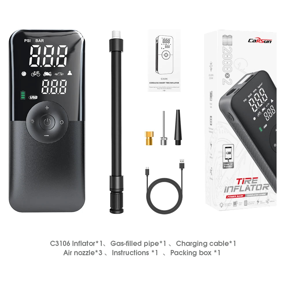 CARSUN™ Portable Tire Inflator – Digital Display | For All Vehicles